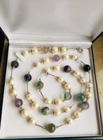 Halsketting 115cm fluoriten/perles/zilver, Handtassen en Accessoires, Edelstenen, Ophalen of Verzenden, Nieuw