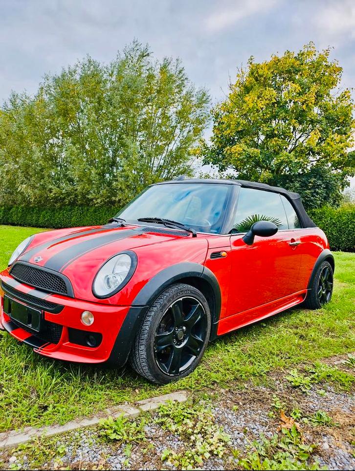 Mini coper met kvv, Auto's, Mini, Particulier, Cabrio, Benzine, Euro 4, Cabriolet, 2 deurs, Handgeschakeld, Rood, Zwart, Stof