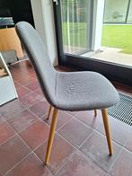 6 grijze stoffen stoelen met houten poten, Huis en Inrichting, Stoelen, Ophalen, Gebruikt, Vijf, Zes of meer stoelen, Stof