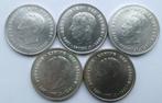 5 x 250 frank Belgie 1976 25 jaar boudewijn I (83,5% zilver), Postzegels en Munten, Munten | België, Zilver, Ophalen of Verzenden