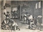 Gravure Coryn Boel (1620-1664) Kapperszaak voor apen, Antiek en Kunst, Ophalen of Verzenden