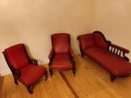 Set victoriaanse zetels in rood leer, Ophalen, Leer