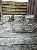 Vintage vierkante glazen voorraadpot met beugelsluiting – lu, Antiek en Kunst, Ophalen of Verzenden