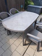 Plastieken tuintafel met 4 stoelen 185 cm lang en 85 cm br, Tuin en Terras, Tuintafels, Ophalen