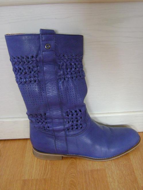 MAX MONET - lederen laarzen - maat 41, Kleding | Dames, Schoenen, Zo goed als nieuw, Lage of Enkellaarzen, Blauw, Ophalen of Verzenden