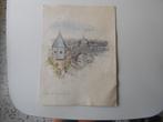 1 aquarelle liège la tour des vieux jones, Antiek en Kunst, Ophalen