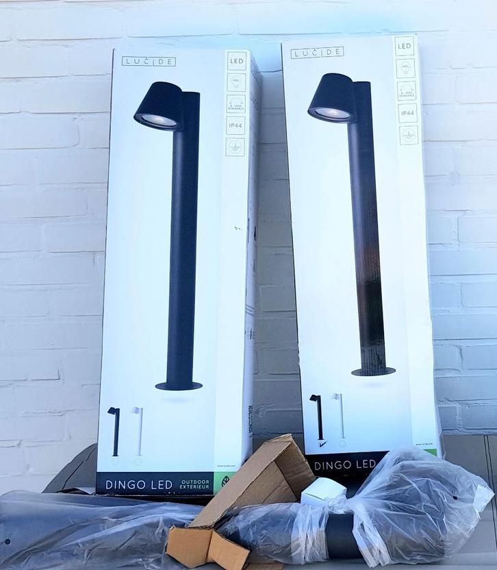 2 grote led sokkellampen voor tuin, Lucide, 1+1, Tuin en Terras, Buitenverlichting, Nieuw, Overige typen, 50 tot 250 watt, Netvoeding