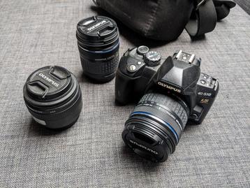 Olympus E510 camera + 2 lensen + tas en accessoires 