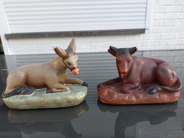 Ezel en os om je kerststal compleet te maken - oud beschikbaar voor biedingen