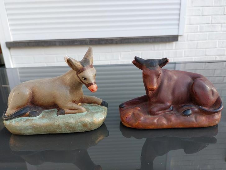 Ezel en os om je kerststal compleet te maken - oud, Diversen, Kerst, Gebruikt, Ophalen of Verzenden