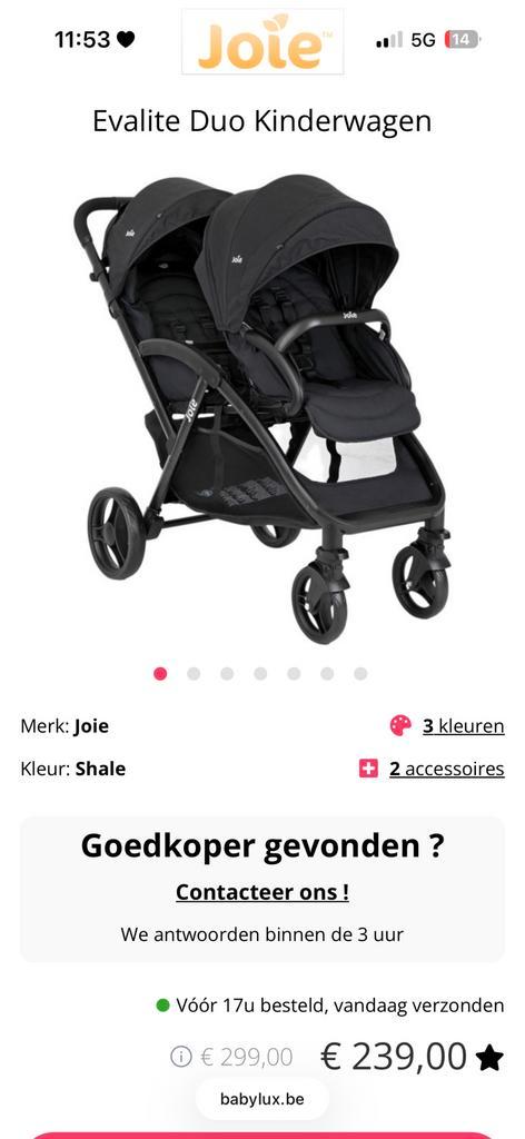 Joie Evalite Duo Kinderwagen, Kinderen en Baby's, Buggy's, Zo goed als nieuw, Regenhoes, Ophalen