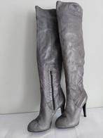 16C* Italian shoes - magnifiques cuissardes grises cuir 40, Porté, Envoi, Gris, Bottes hautes