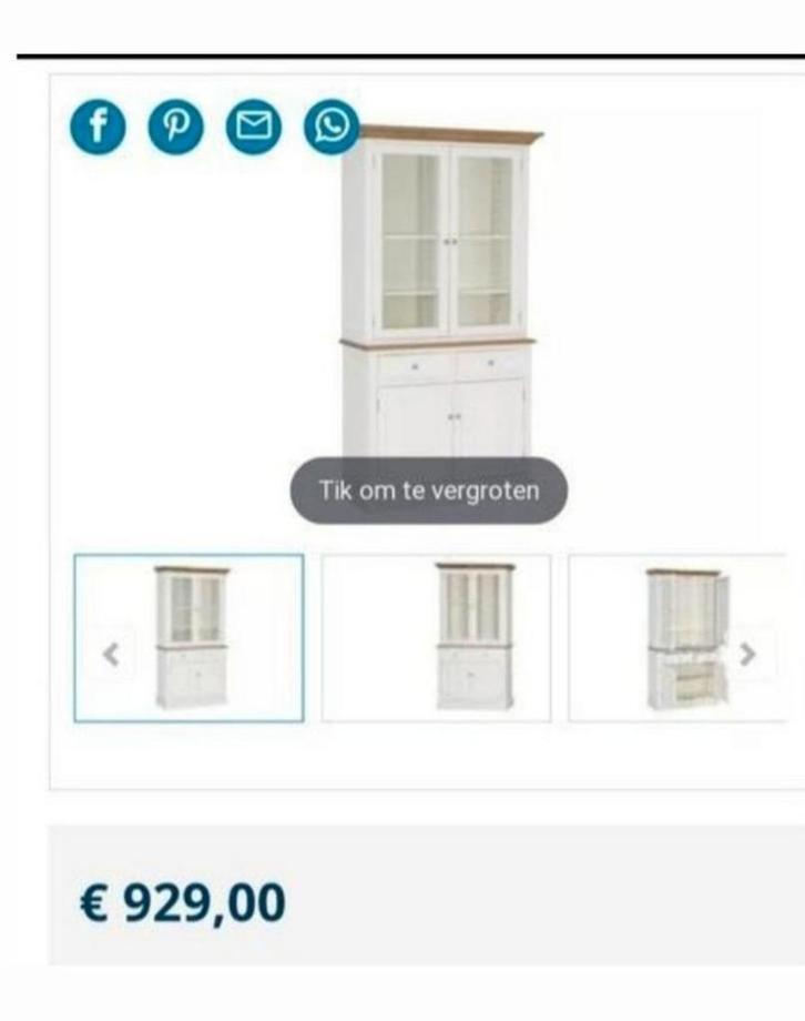 Landelijke massief eiken vitrinekasr, Huis en Inrichting, Kasten | Buffetkasten, Zo goed als nieuw, Met lade(s), Met deur(en)