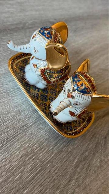 Benjarong zout en peper hand Made in Thailand 18k goud  beschikbaar voor biedingen