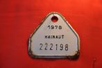 §  plaque de velo hainaut 1978, Gebruikt, Ophalen of Verzenden, Plaque velo