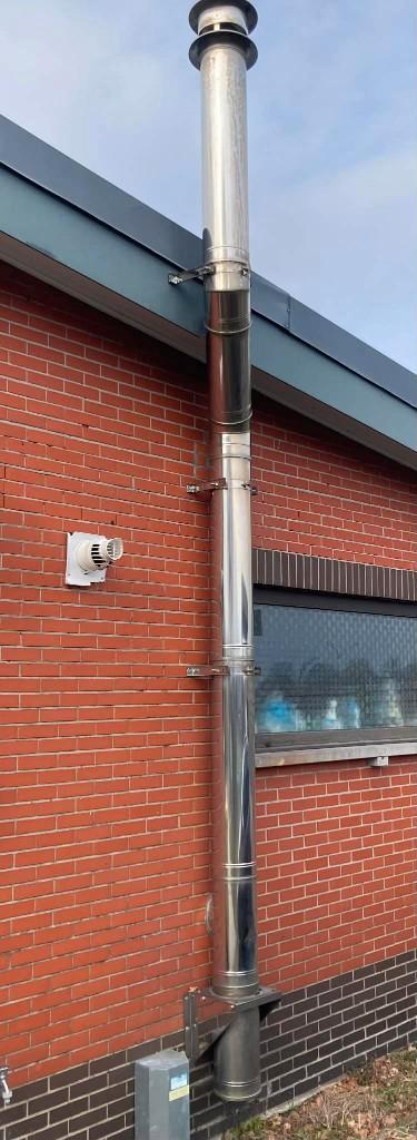 Inox dubbelwandig rookkanaal Ø200 mm –  5 m – compleet, Doe-het-zelf en Bouw, Ventilatie en Afzuiging, Gebruikt, Ophalen