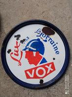 Plaque plateau émaillée VOX LUX Bière La Lorraine années 30, Enlèvement ou Envoi, Utilisé