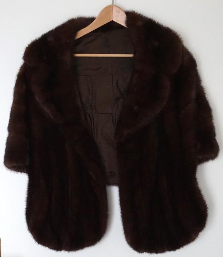 Vintage minkcape, jas of stola met zakken uit 1962, Kleding | Dames, Jassen | Winter, Zo goed als nieuw, Maat 38/40 (M), Bruin