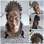 Afrikaans masker van massief hout Yoruba/Queen Iyoba Idia/ui, Ophalen of Verzenden