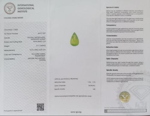 Granaat - 5.11 ct - Internationaal Gemologisch Instituut (IG, Handtassen en Accessoires, Edelstenen, Zo goed als nieuw, Ophalen of Verzenden