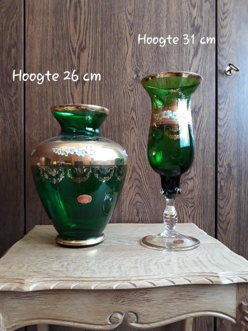 Set van 2 Italiaanse vazen in glas., Antiek en Kunst, Antiek | Vazen, Ophalen