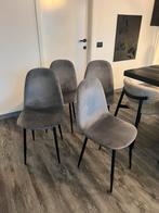 Set van 4 stoelen in velvet grijs, Huis en Inrichting, Stoelen, Ophalen, Zo goed als nieuw, Grijs