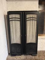 Armoire de rangement vintage en bois –portes tissu –étagères, Enlèvement, Utilisé, Avec porte(s)