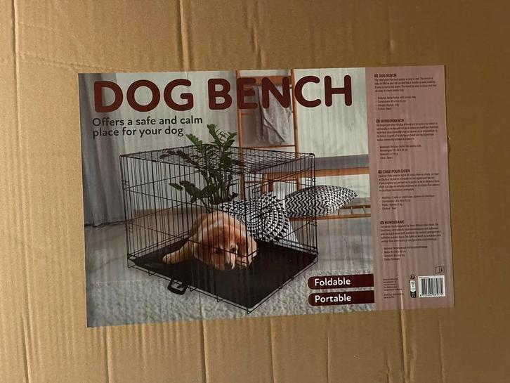grote bench XL zwart + groot kussen grijs, Dieren en Toebehoren, Hondenbenches, Nieuw, Ophalen