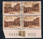 OCB 504 Blok 4 met randinscriptie mooie stempel Courcelles, Met stempel, Ophalen of Verzenden, Gestempeld, Overig