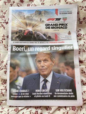 Monaco Matin Journal Grand Prix van Monaco 2025 Formule 1 beschikbaar voor biedingen