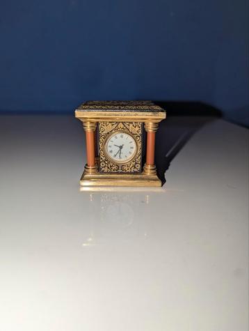 Vintage Damascene Miniature Clock gold, Enlèvement ou Envoi