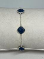 Zilveren armband met echte saffier maat 16,5 tot 20, Bijoux, Sacs & Beauté, Bracelets, Enlèvement ou Envoi, Avec pierre précieuse