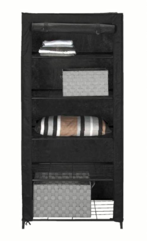 Stoffen garderobekast lichtgewicht- antraciet - 168x75x45, Huis en Inrichting, Kasten | Kleerkasten, Gebruikt, 150 tot 200 cm