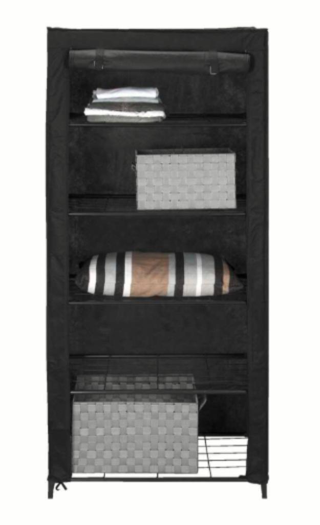 Stoffen garderobekast lichtgewicht- antraciet - 168x75x45, Huis en Inrichting, Kasten | Kleerkasten, Gebruikt, 150 tot 200 cm