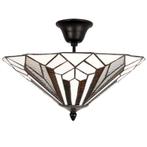  Plafondlamp Tiffany Ø 40x28 cm Wit Bruin Metaal, Ophalen, Gebruikt