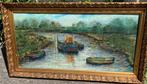 Grote schilderij Olie op doek - Gesigneerd, Antiek en Kunst, Ophalen