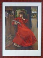 FERNAND TOUSSAINT / ELEGANTE DAME / CHROMOLITHO 80x59cm KAD, Ophalen