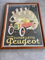 Peugeot Quadrilette vintage poster, Verzamelen, Rechthoekig Staand, Met lijst, Ophalen of Verzenden, Zo goed als nieuw