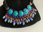 Leuke boho ketting met blauwe kralen, Blauw, Ophalen of Verzenden, Zo goed als nieuw, Verstelbaar