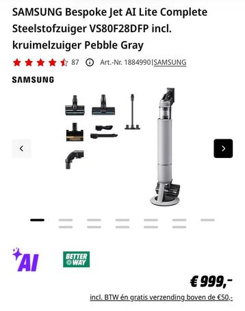 Nieuw Samsung Bespoke AI jet lite compleet beschikbaar voor biedingen