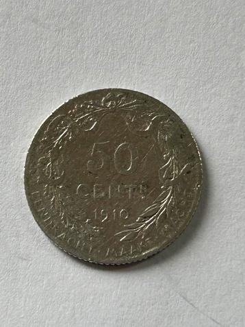 50 centimes - Albert I - vlaams uit 1910 - zilver beschikbaar voor biedingen