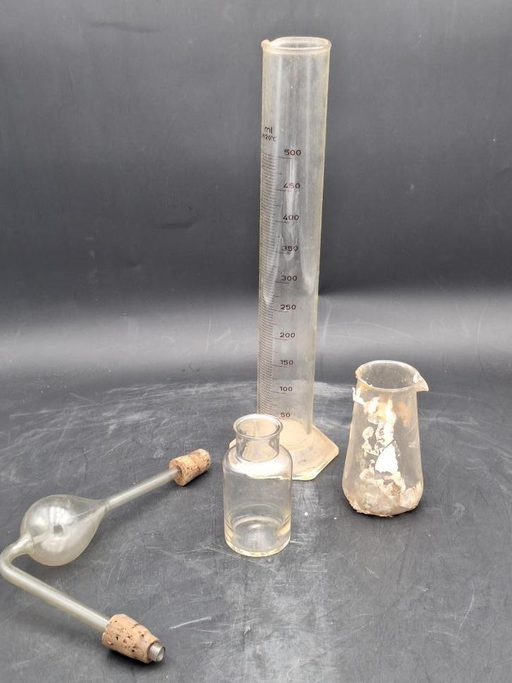 5 oude glazen apothekers materiaal, jaren 1920, Antiek en Kunst, Curiosa en Brocante, Ophalen of Verzenden