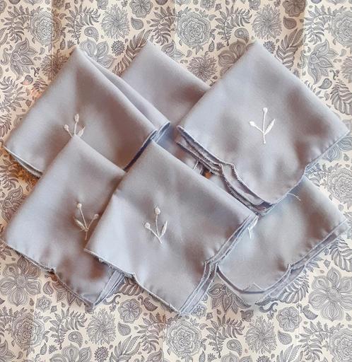 6 serviettes pour pause café ou dessert, Huis en Inrichting, Keuken | Textiel, Zo goed als nieuw, Blauw, Ophalen of Verzenden