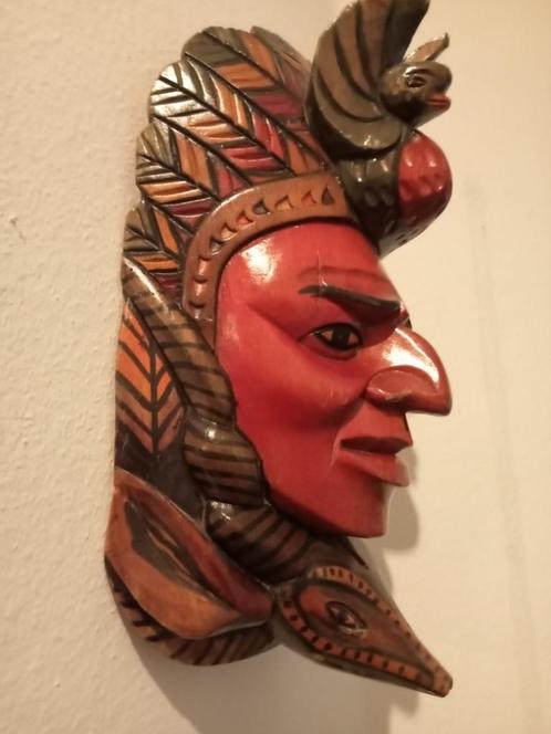 Zuid-Amerikaans gesneden houten masker, Antiek en Kunst, Kunst | Beelden en Houtsnijwerken, Ophalen of Verzenden
