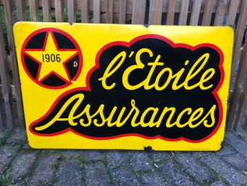 Emaille reclamebord L’Étoile Assurances beschikbaar voor biedingen