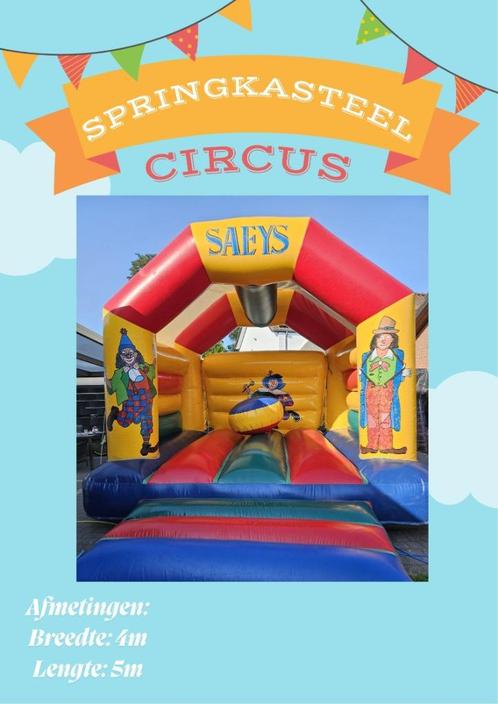 Springkasteel Circus te huur, Hobby en Vrije tijd, Feestartikelen | Verhuur, Zo goed als nieuw, Ophalen