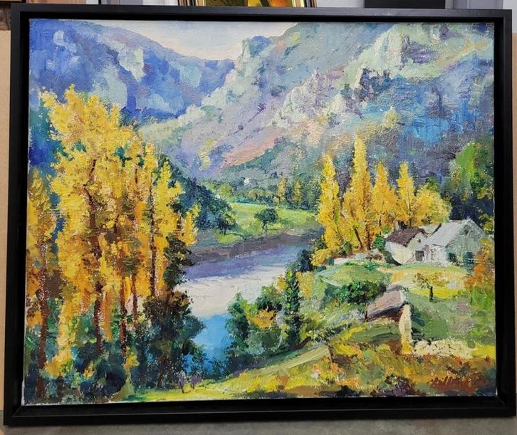 Joseph TILLEUX, impressionistisch berglandschap, Antiek en Kunst, Kunst | Schilderijen | Klassiek, Ophalen