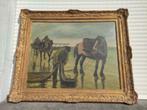 huile sur toile pecheurs signe Constant DE BUSSCHERE, Ophalen