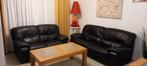 Salon en cuir + table massif + lampe, Huis en Inrichting, Zetels | Zetels, Ophalen of Verzenden, Gebruikt, Hout