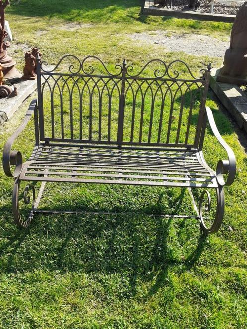 Schitterende tuinbank in bruin gepatineerd smeedijzer (schom, Tuin en Terras, Tuinbanken, Nieuw, Metaal, Ophalen